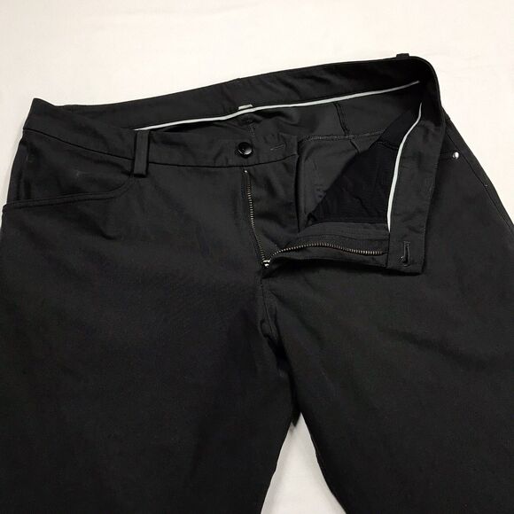 LULULEMON ABC Pants Men 36x30 Black Warpstreme 5 Pocket Stretch Chino Jeans - Picture 4 of 16